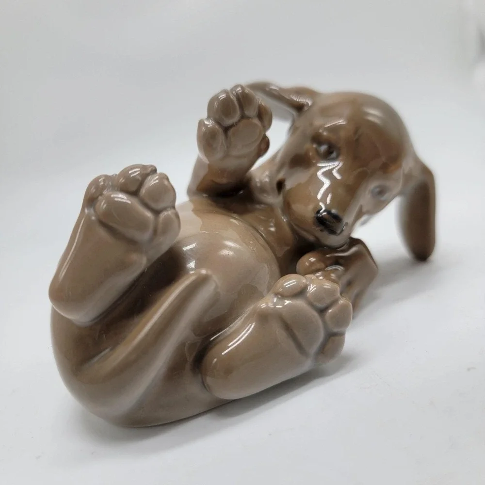 Royal Copenhagen 1407 / 1408 Dachshund Puppy Dogs Figurines Set Porcelain No Box